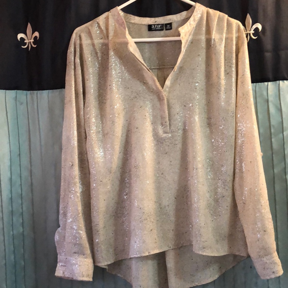 Ana Sheer Sparkly beige women’s blouse. Worn once